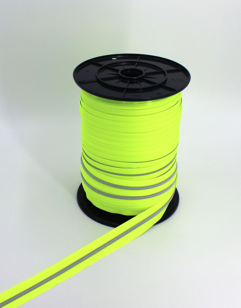 Endlosreißverschluss metallisiert neongelb/ silber (1m)